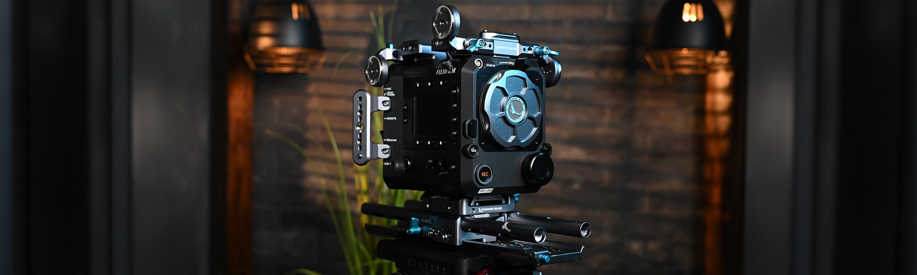 Assorted Kondor Blue camera cages and accessories for Sony, Canon, Blackmagic, and RED systems