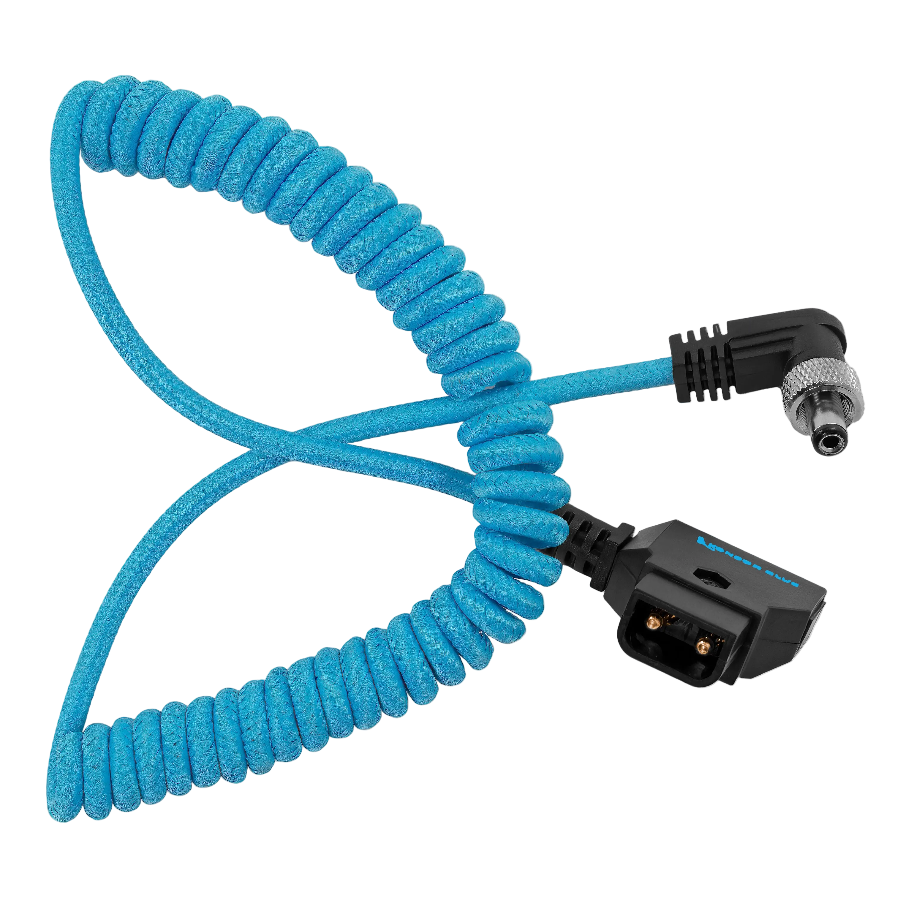 2.1 mm DC to D-Tap Right-Angle Coiled Power Cable - Locking