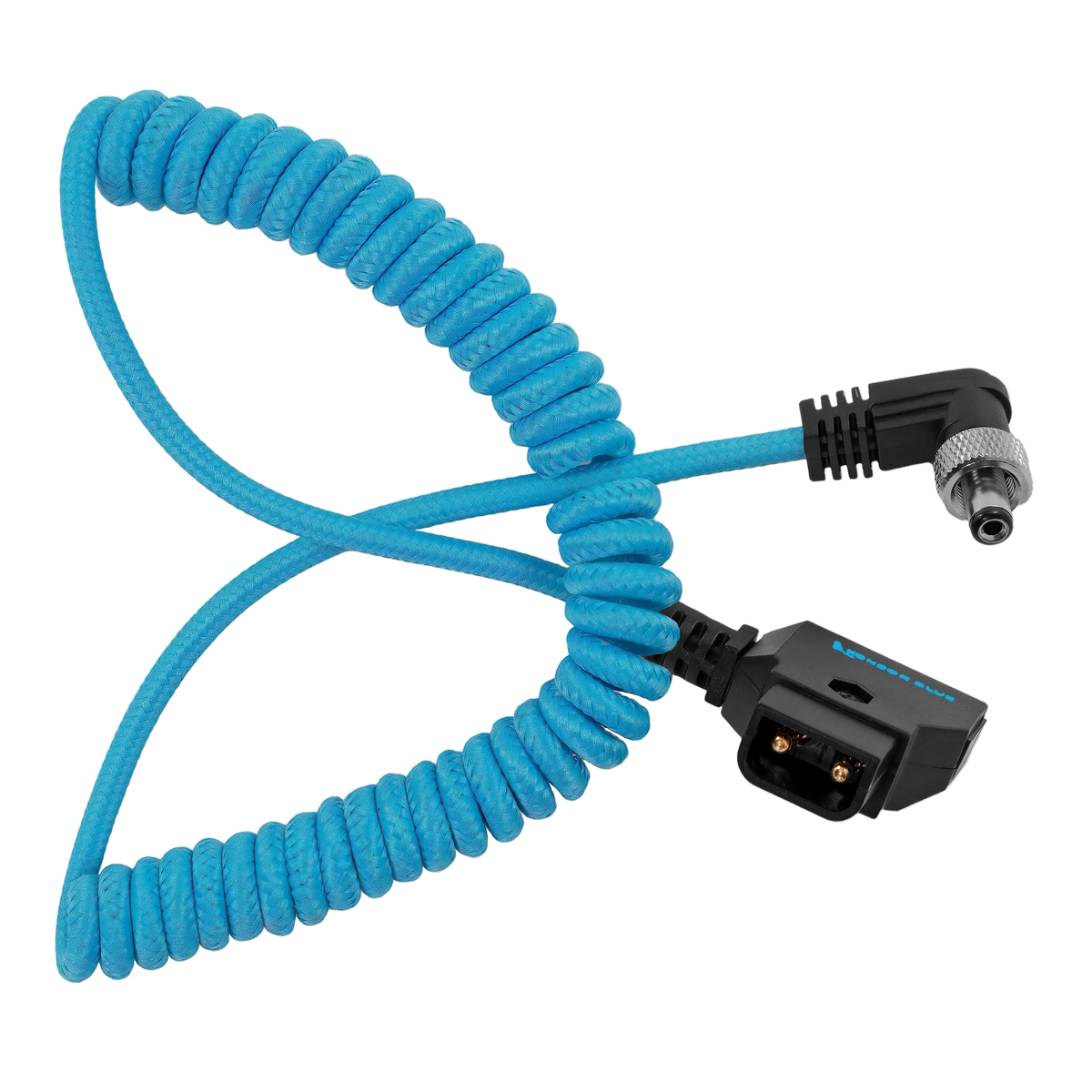 Coiled D-Tap to Locking DC 2.1mm Right Angle Cable