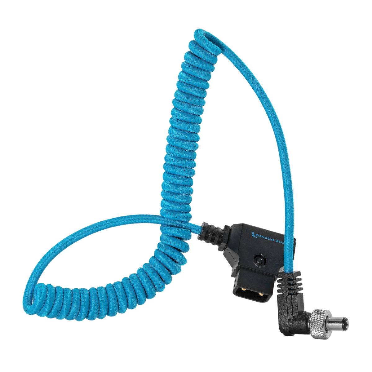 Coiled D-Tap to Locking DC 2.1mm Right Angle Cable