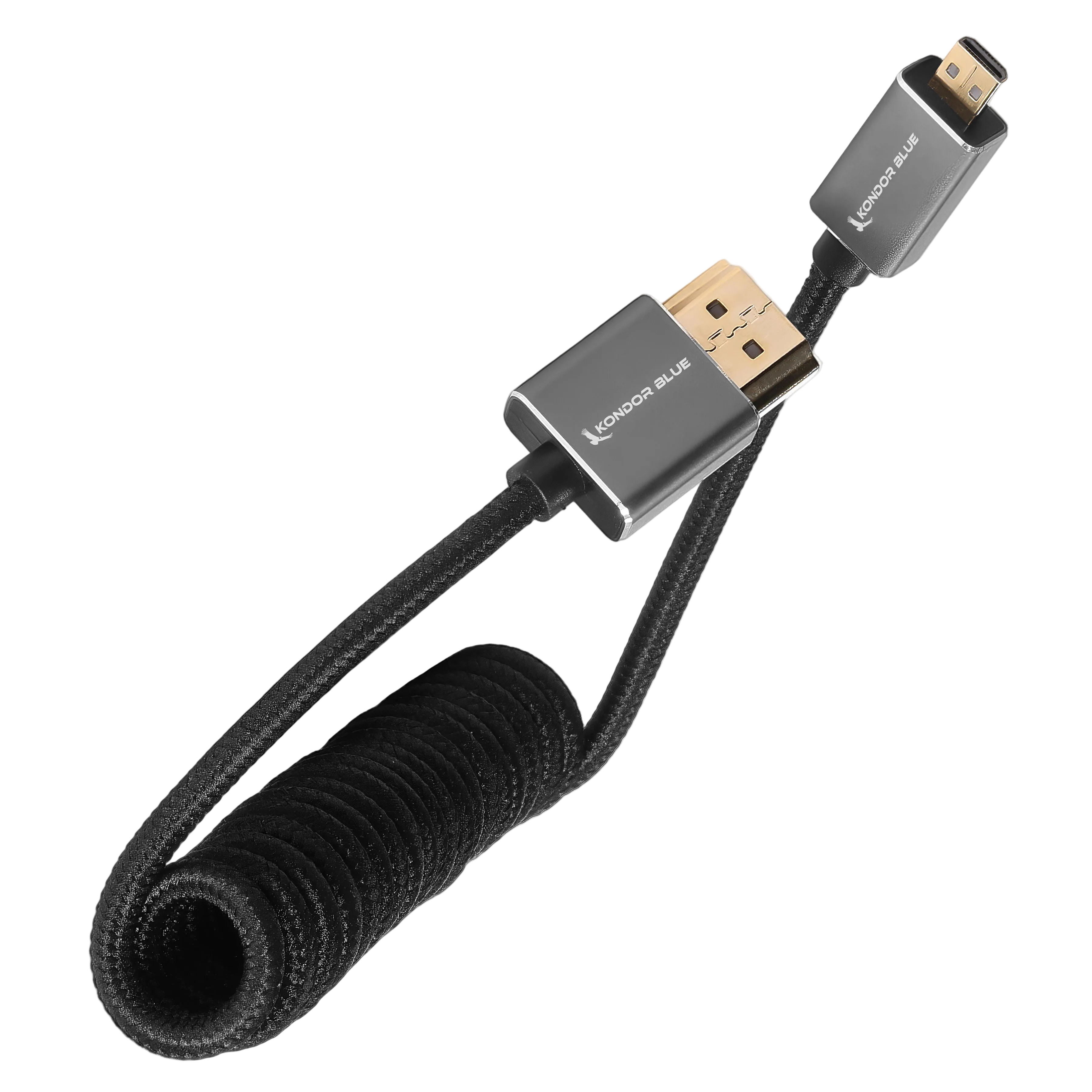 Micro-HDMI to HDMI Cable - 12"-24" Braided Coiled