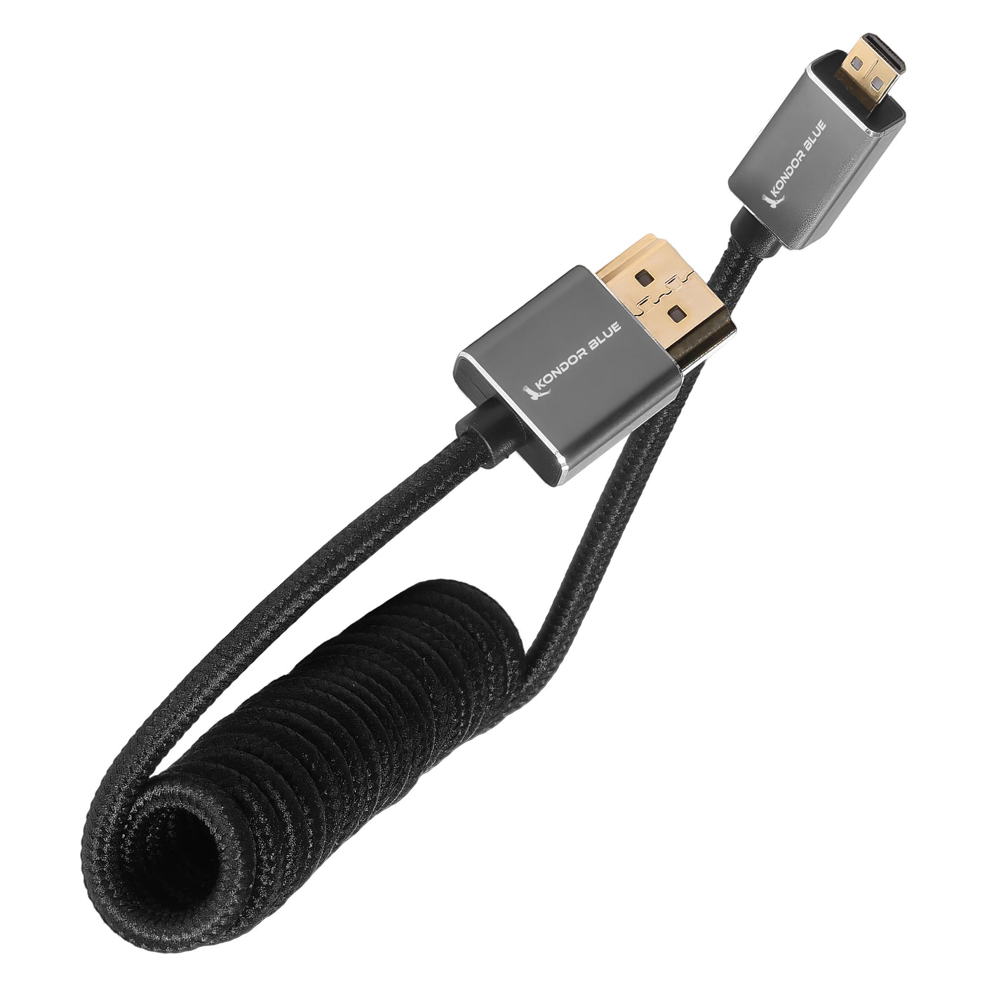 Micro HDMI to Full HDMI Cable 12"-24" Braided Coiled