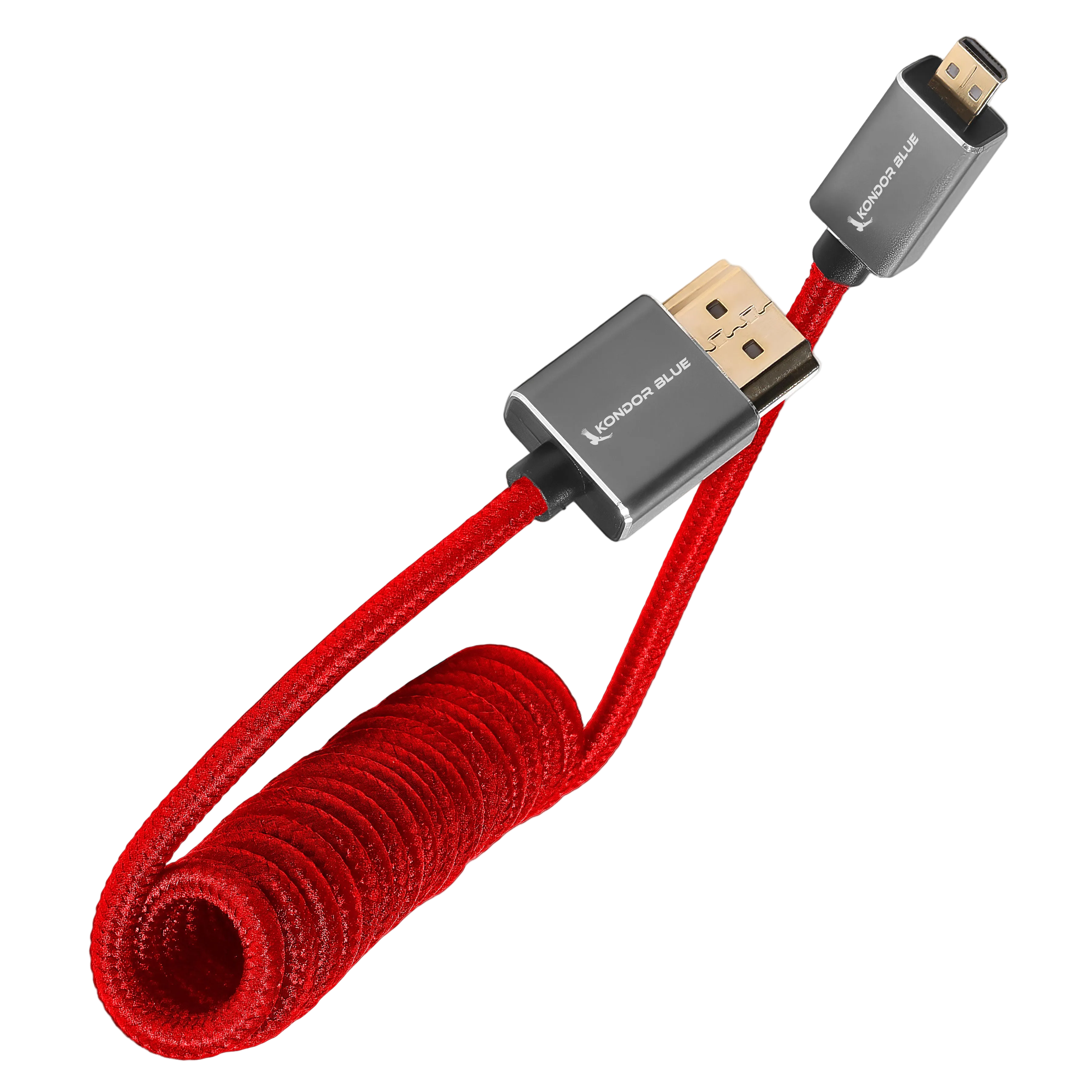 Micro-HDMI to HDMI Cable - 12"-24" Braided Coiled