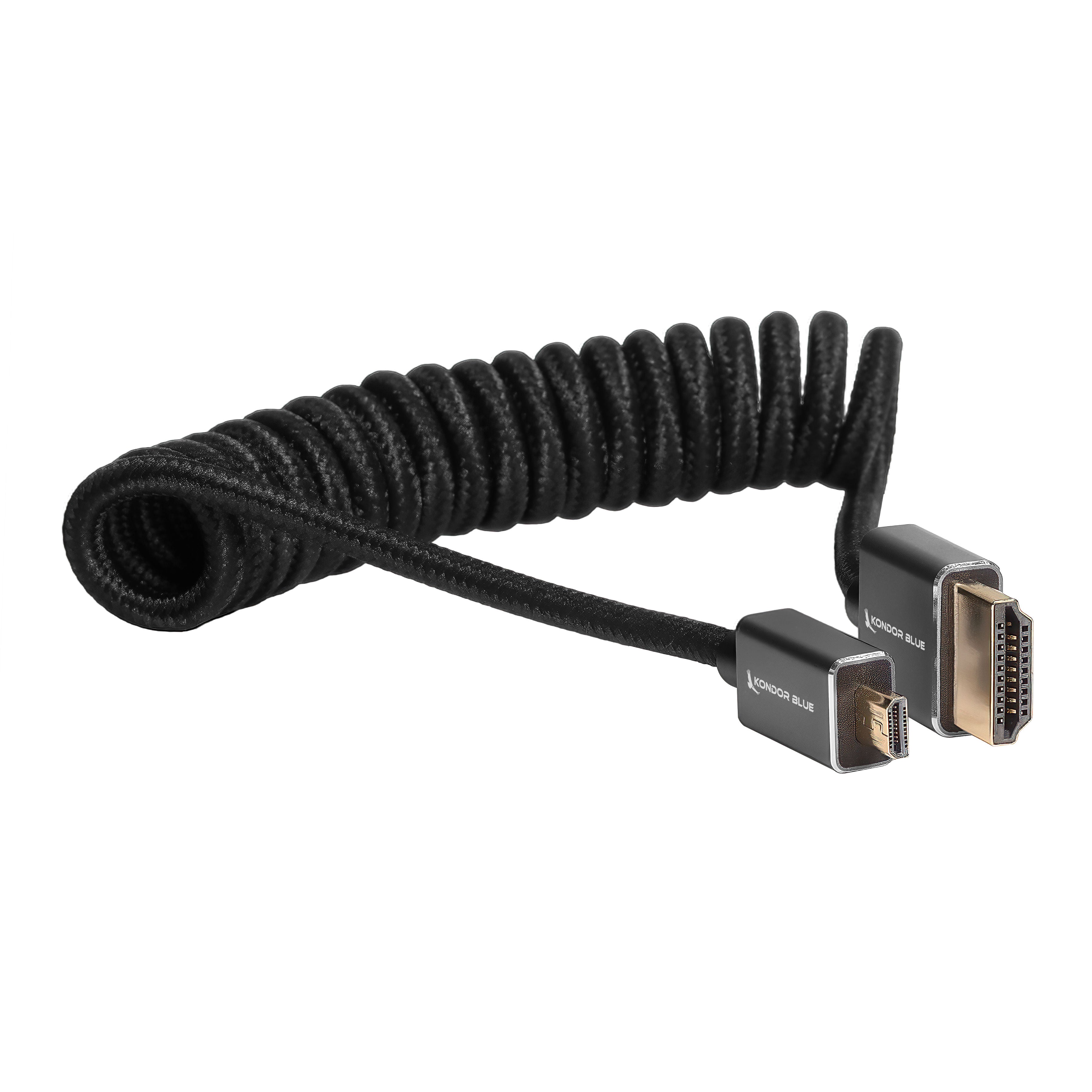 Micro-HDMI to HDMI Cable - 12"-24" Braided Coiled