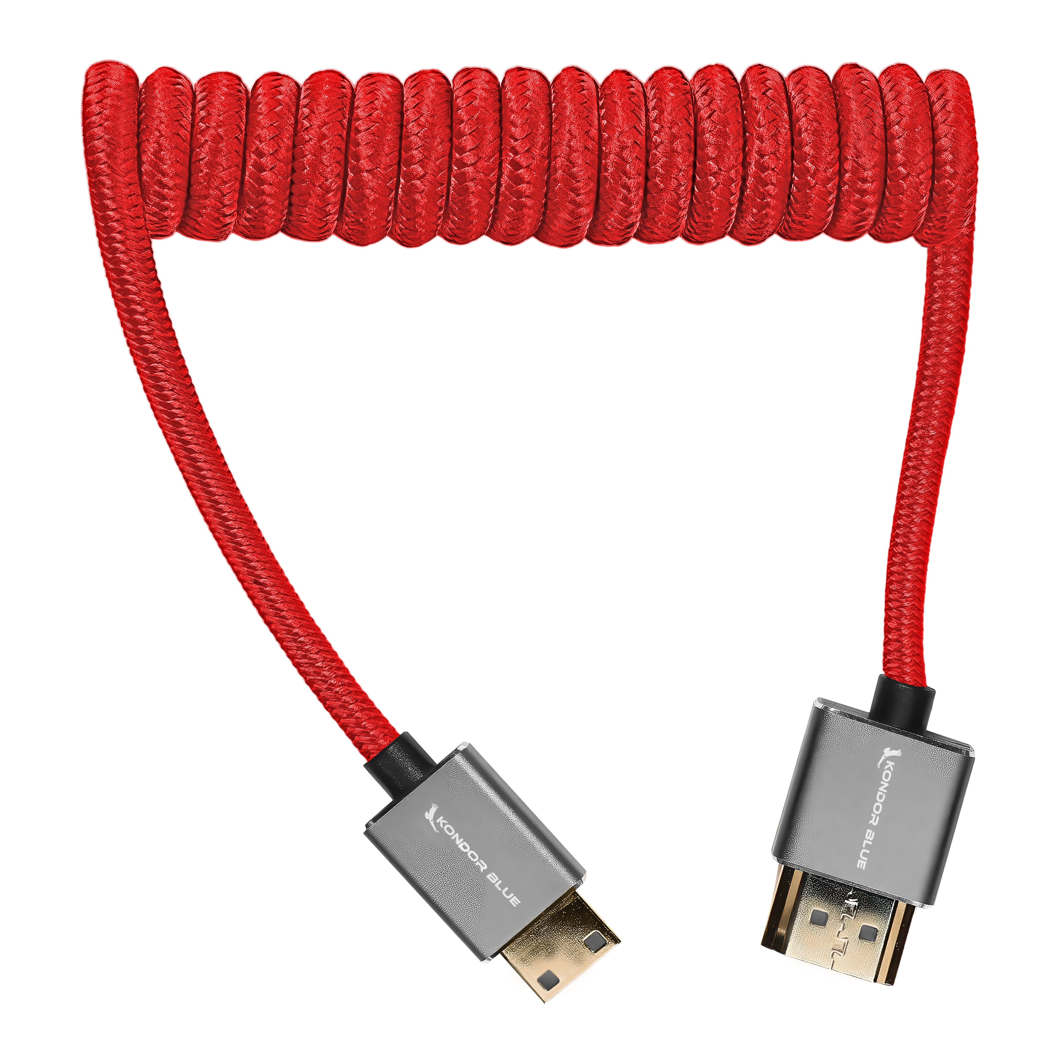 Mini HDMI to Full HDMI Cable 12"-24" Braided Coiled