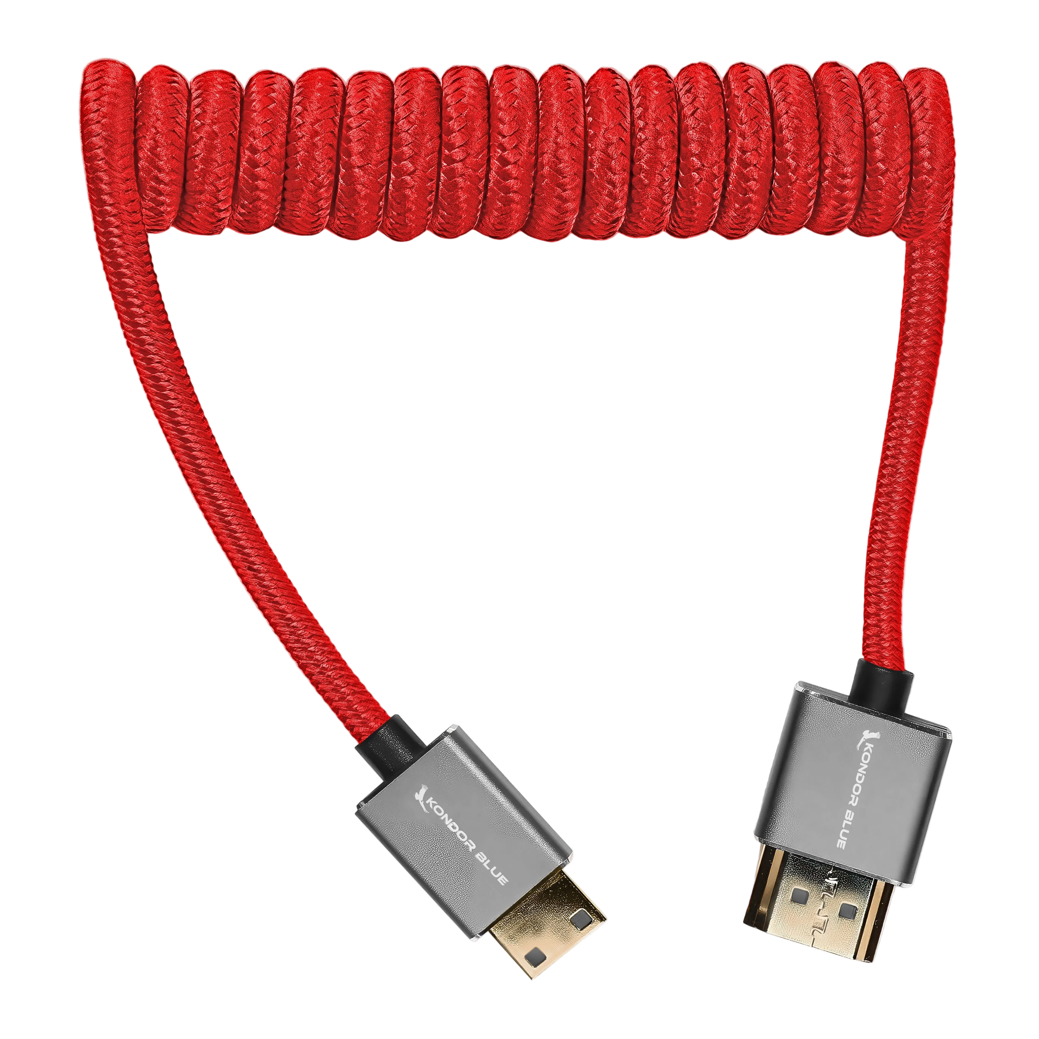 Mini HDMI to Full HDMI Cable 12"-24" Braided Coiled
