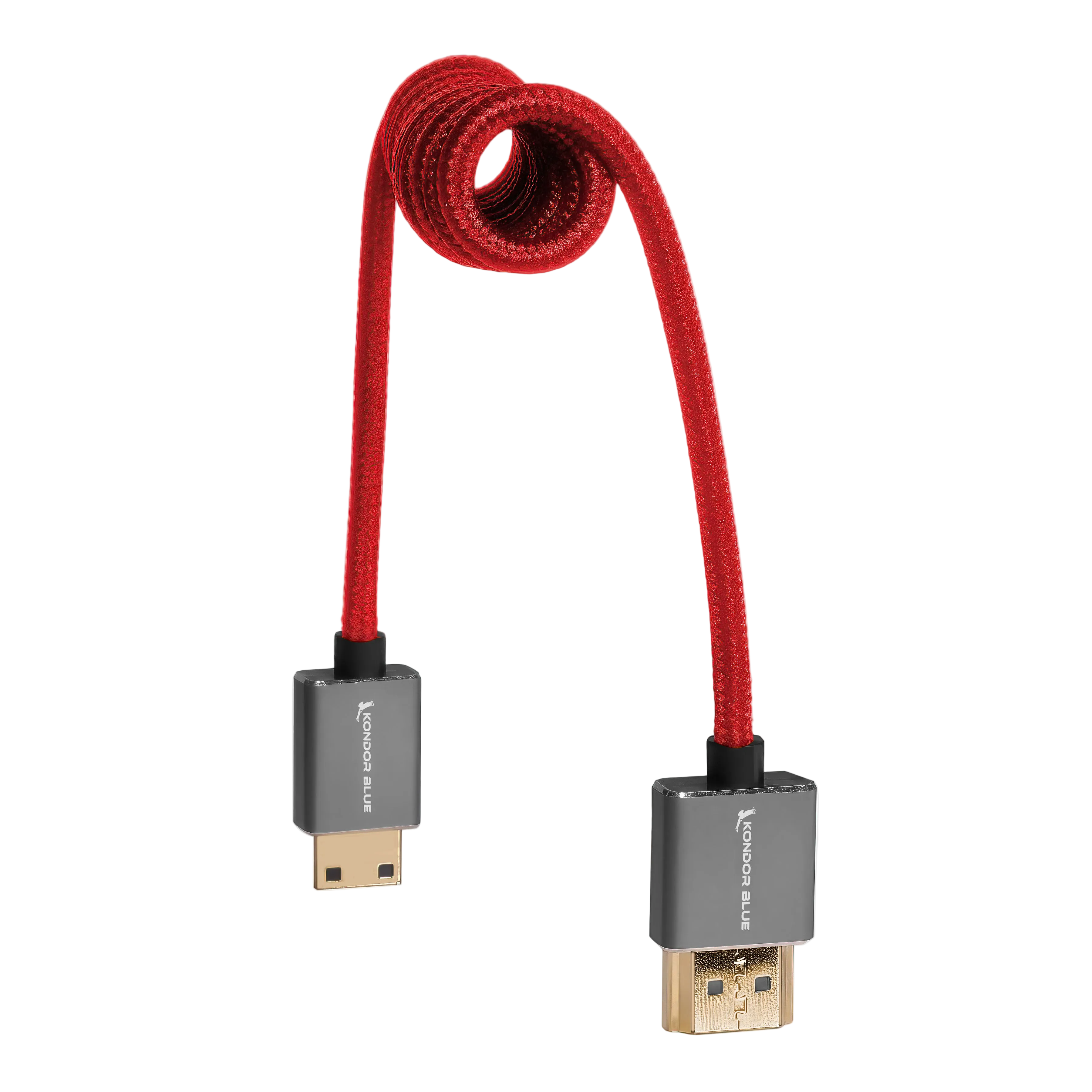 Mini HDMI to Full HDMI Cable 12"-24" Braided Coiled