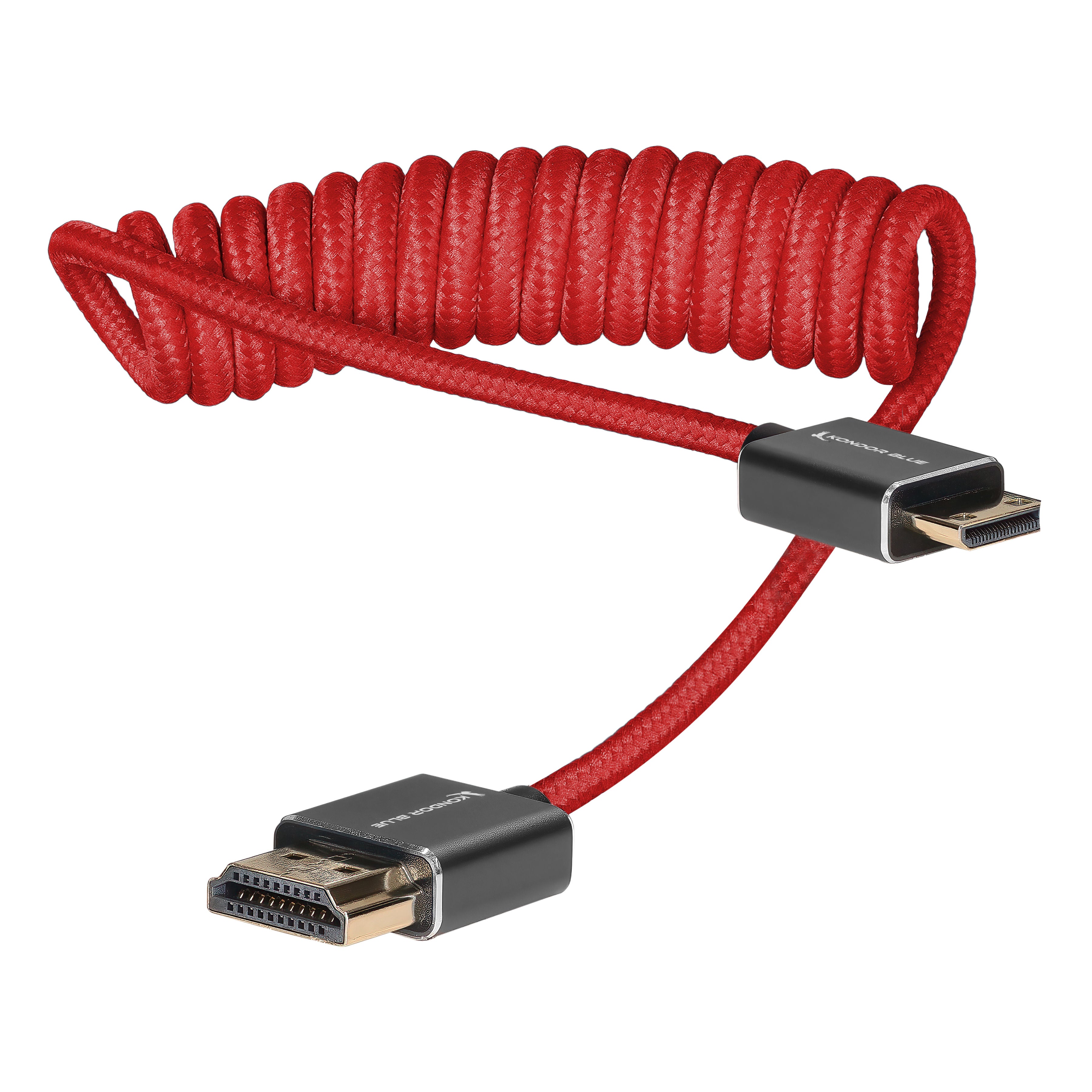Mini HDMI to Full HDMI Cable 12"-24" Braided Coiled