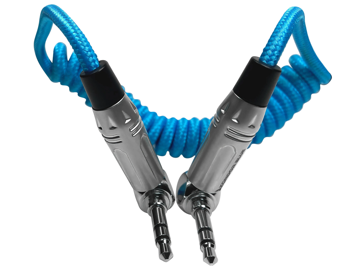 Coiled 3.5mm Right Angle TRS Stereo Audio Cable