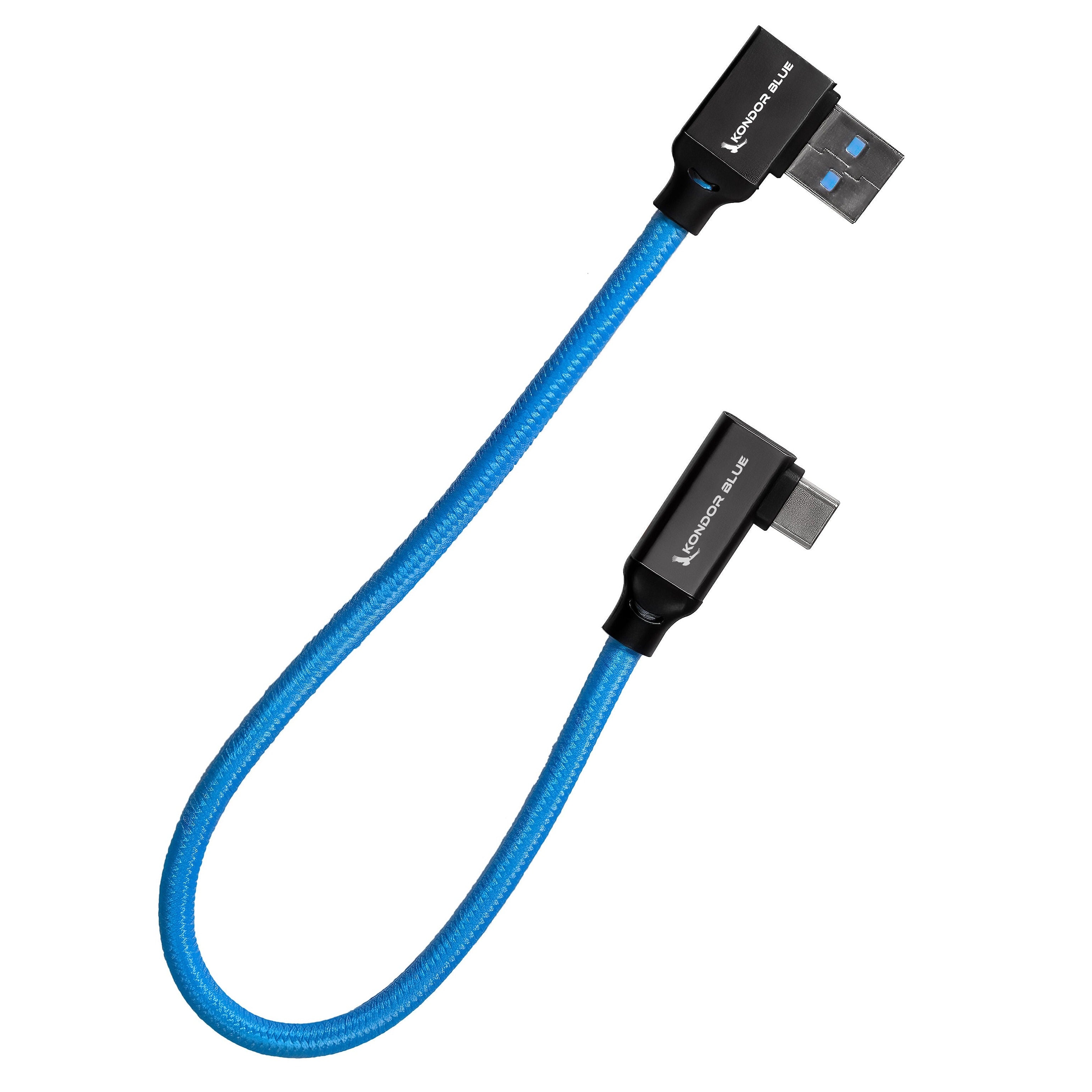 12-Inch Right-Angle USB-C to USB-A Cable Kondor Blue