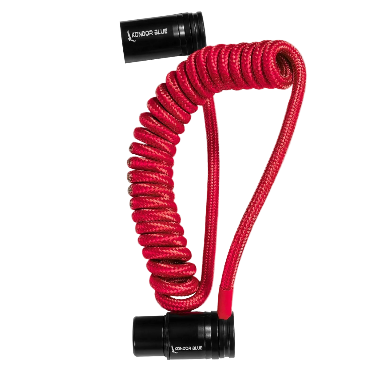 Coiled low profile right angle XLR cable, 12-24 inches, designed to reduce cable slack on audio devices #color_cardinal-red