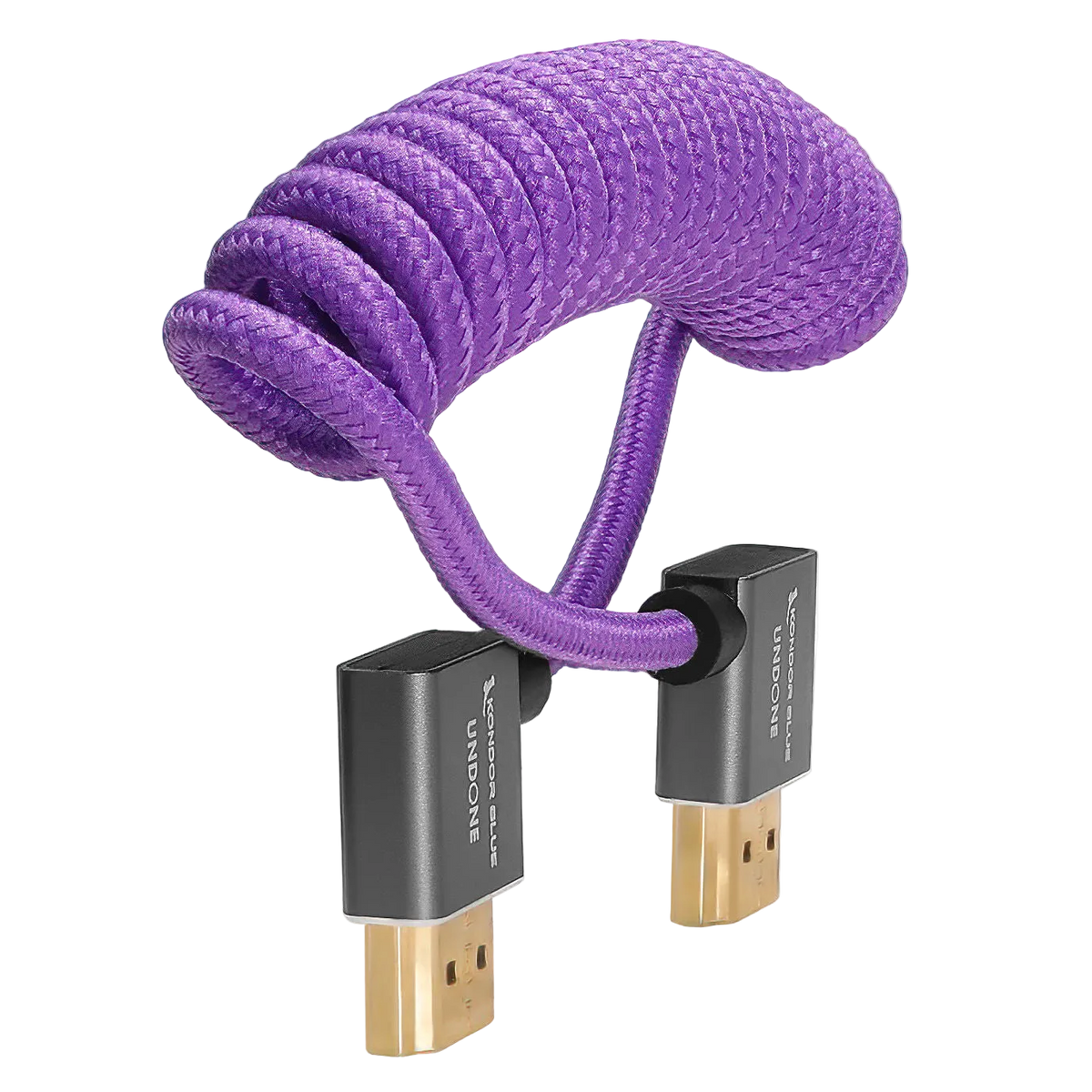 GERALD UNDONE 90-Degree Right-Angle Full-HDMI Cable (12"-24" Coiled - Purple)