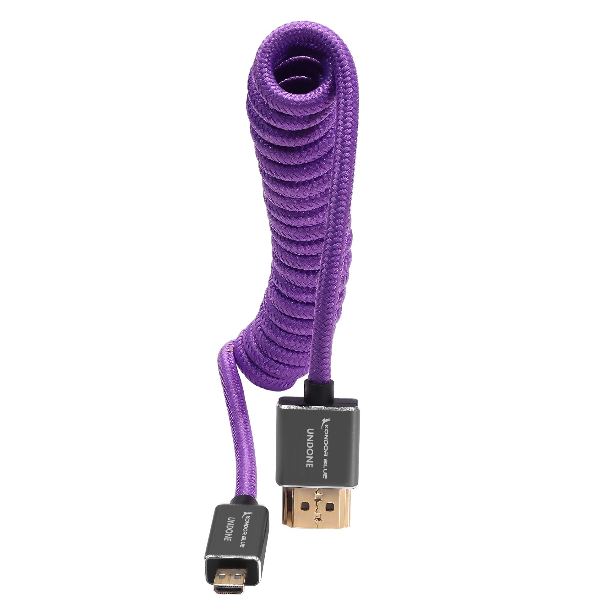 Gerald Undone MK2 Micro HDMI to Full HDMI Cable 12"-24" Coiled (Purple)