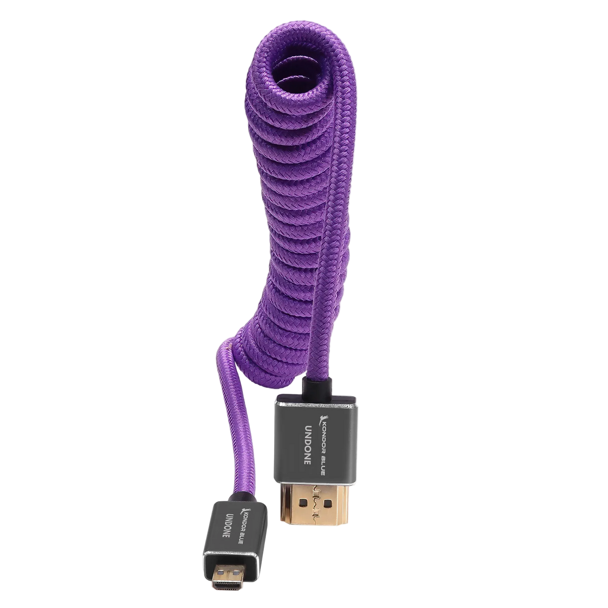 Gerald Undone MK2 Micro HDMI to Full HDMI Cable 12"-24" Coiled (Purple)