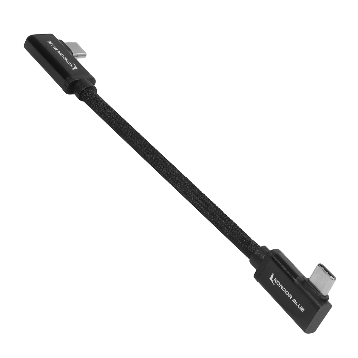 Dual Right Angle USB-C Braided Cable for 8K Data and Power Delivery