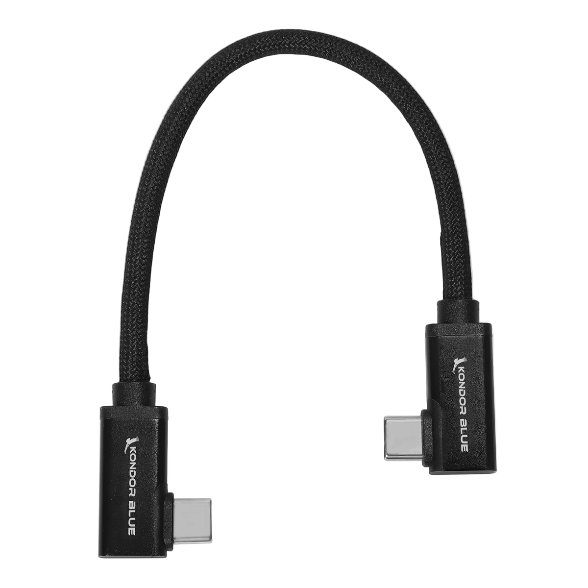 Dual Right Angle USB-C Braided Cable for 8K Data and Power Delivery