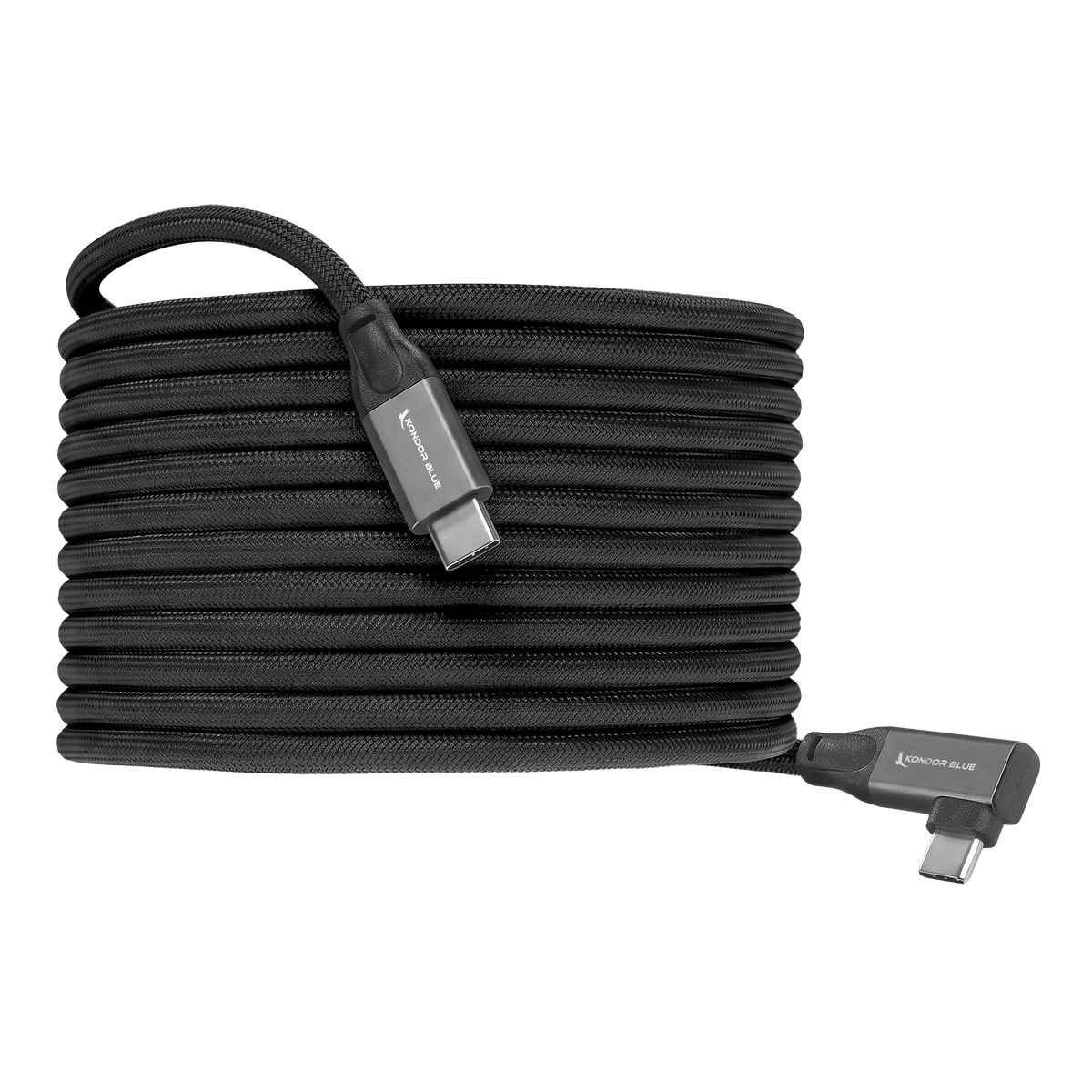 Straight to Right Angle 15FT Tether USB-C 3.2 Cable for Data & Charging