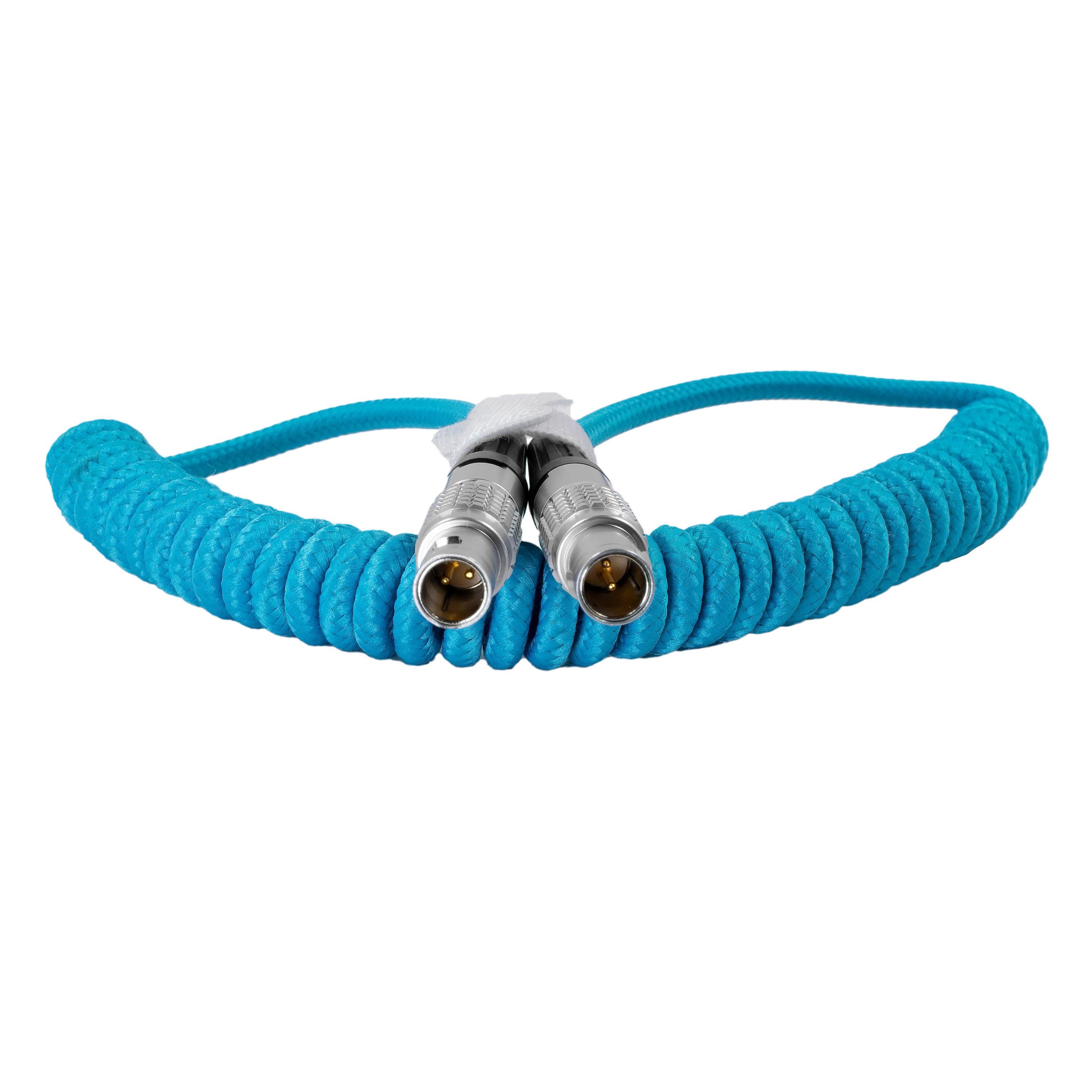 LEMO to LEMO 2 Pin 0B Male Coiled Power Cable for ARRI - PYXIS - Teradek