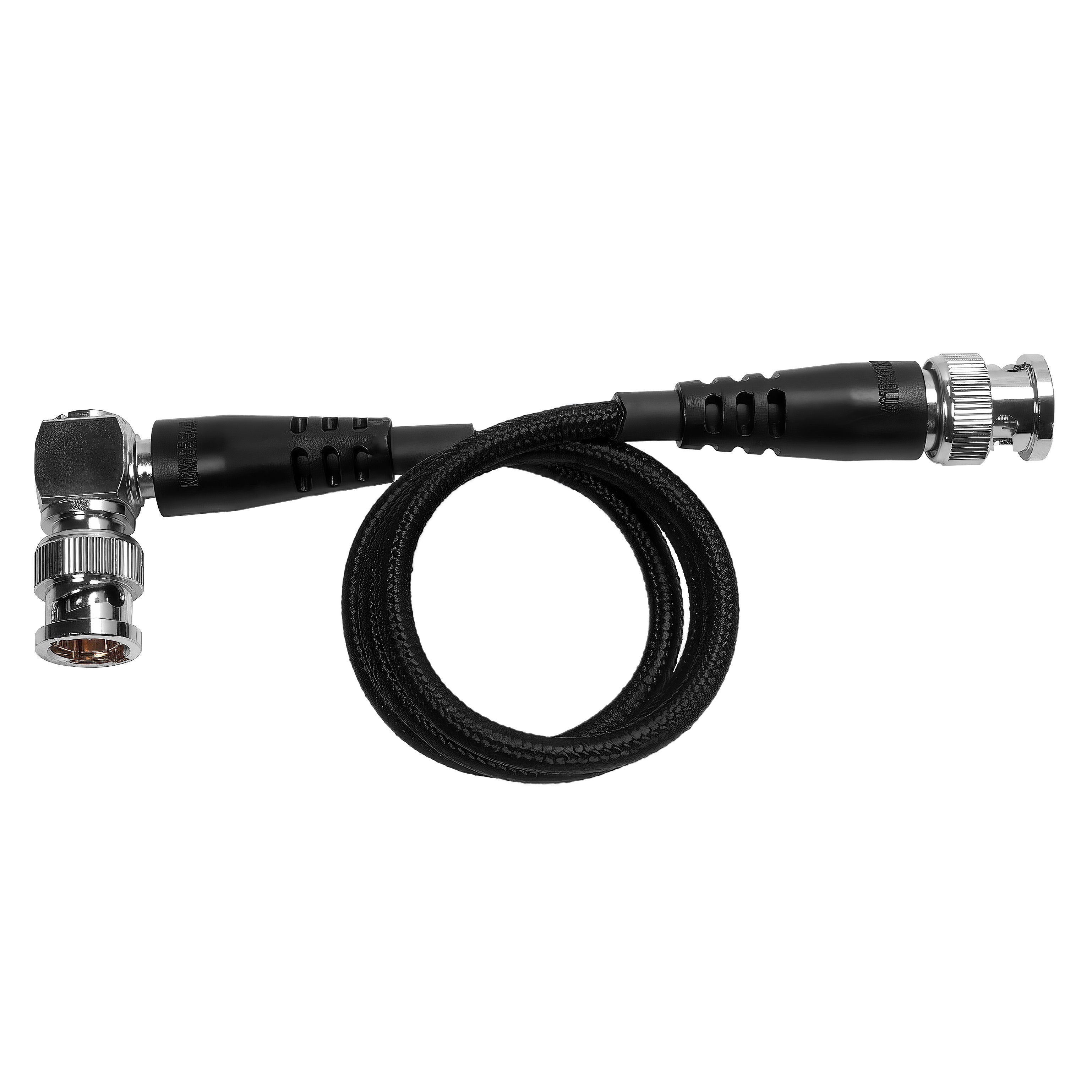 20" 12G SDI Cable with Straight to Right-Angle Connectors for 4K 60p Camera Monitors and Transmitters