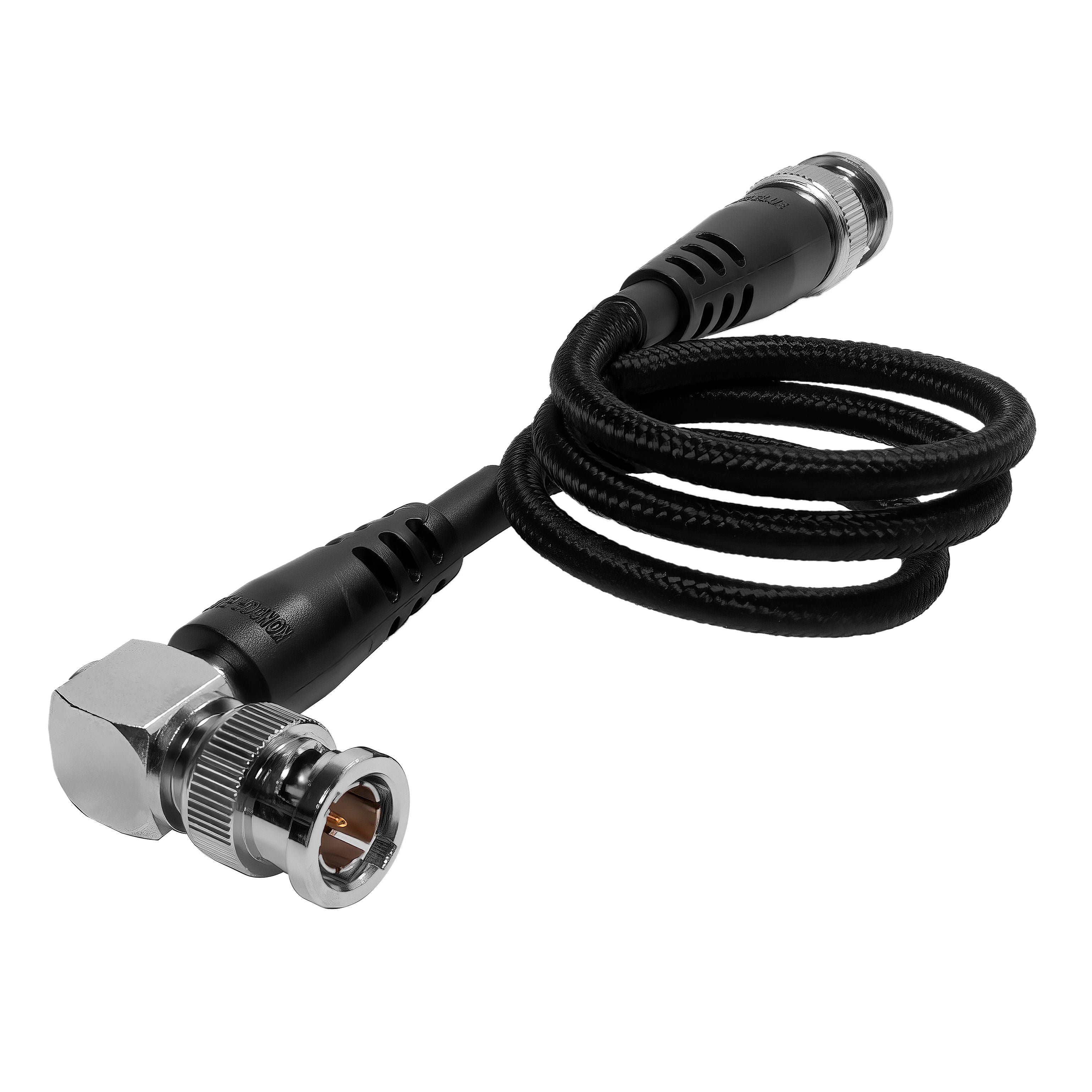 20" 12G SDI Cable with Straight to Right-Angle Connectors for 4K 60p Camera Monitors and Transmitters