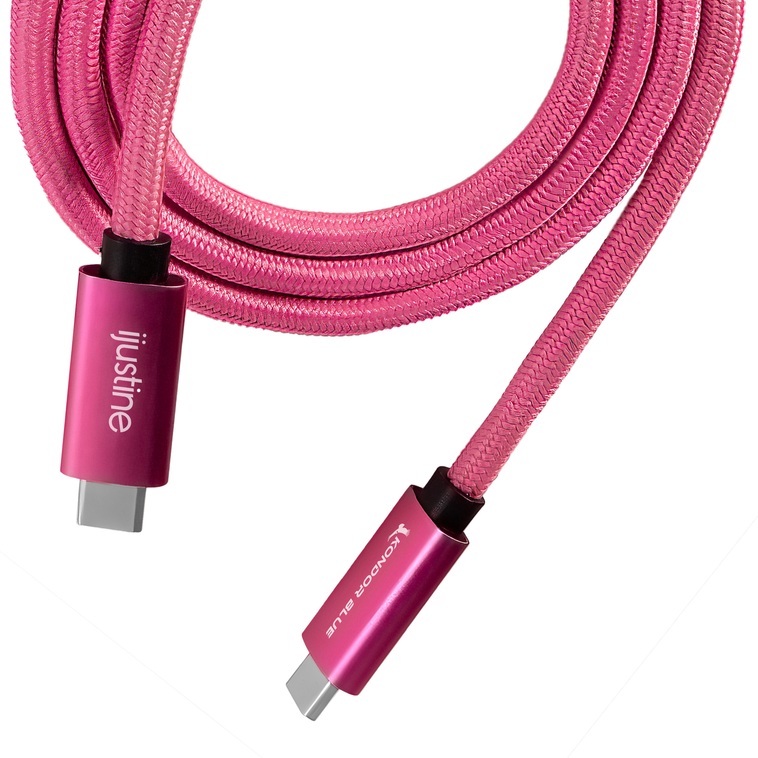 iJustine Pink Thunderbolt 4 Compatible USB 4.0 Type C 8K Cable Blazing 40G Speeds 240W