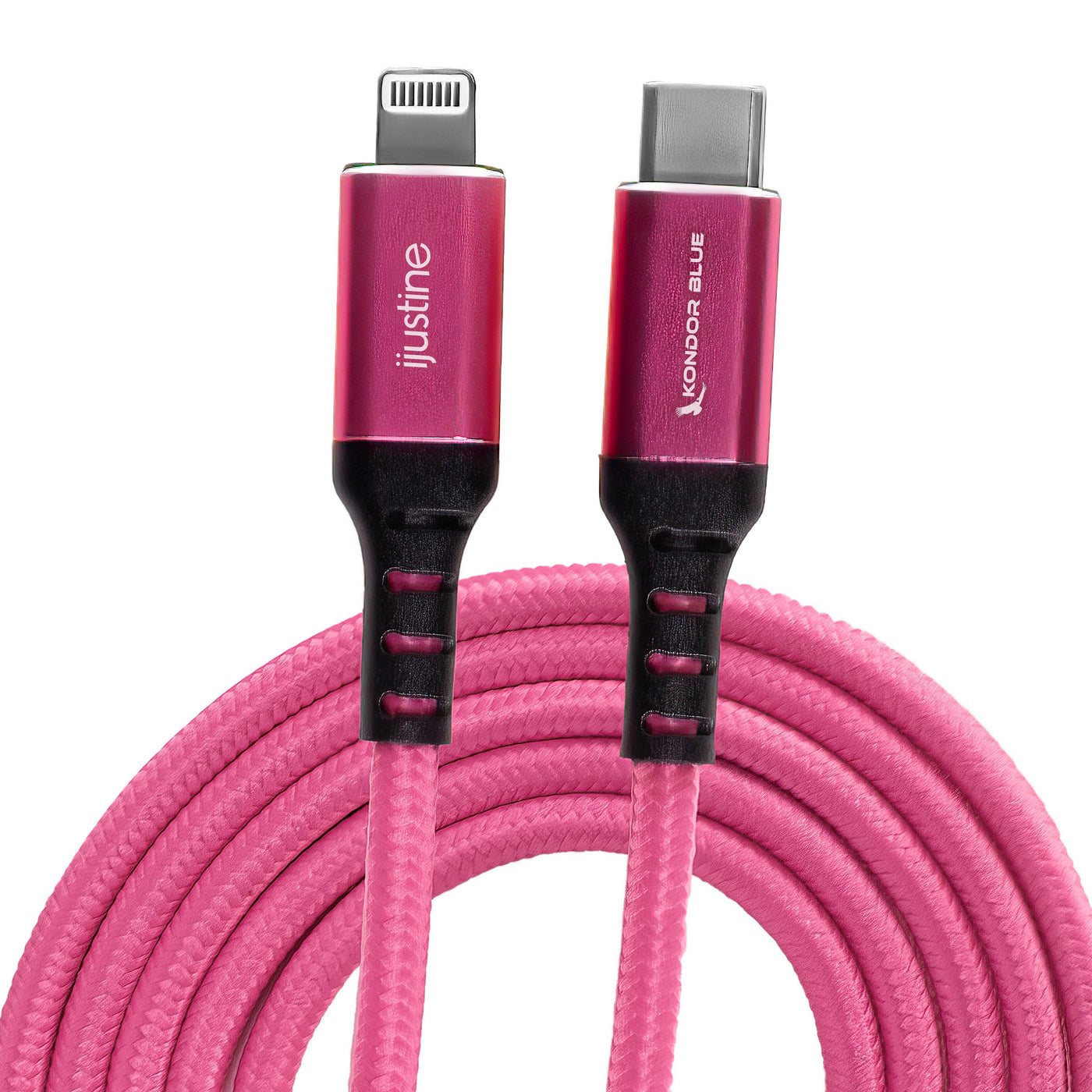 iJustine Pink Lightning Cable for iPhone Charging & Sync USB-C & USB-A (1 Meter/3.3FT)
