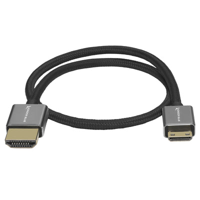 Mini HDMI to Full HDMI 16" Straight Cable Braided