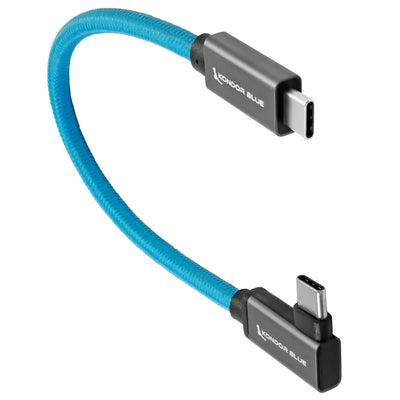 Right Angle 8.5" USB-C Braided Cable for 8K Data and Power Delivery
