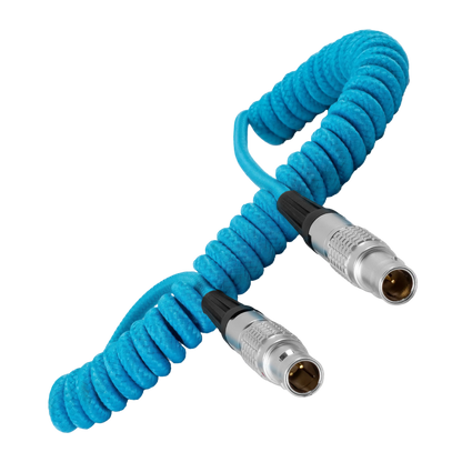 LEMO to LEMO 2 Pin 0B Male Coiled Power Cable for ARRI - PYXIS - Teradek