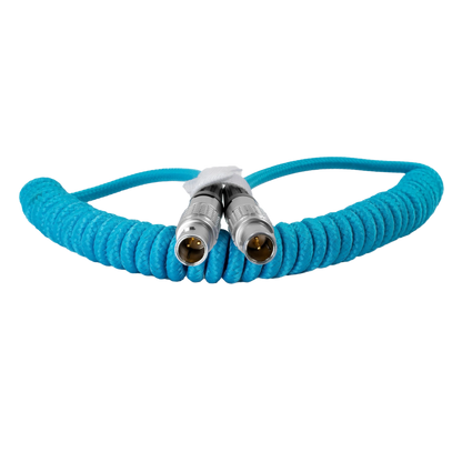 LEMO to LEMO 2 Pin 0B Male Coiled Power Cable for ARRI - PYXIS - Teradek