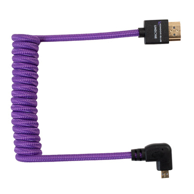 Gerald Undone MK2 Full-HDMI to Right-Angle Micro-HDMI Cable, 12"-24" Coiled (Purple)