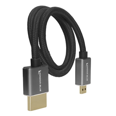 Micro HDMI to Full HDMI 16" Straight Cable Braided