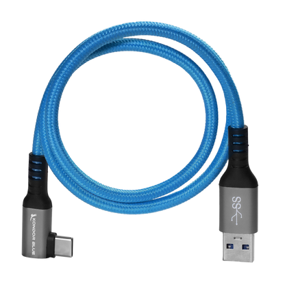 USB-A to USB-C 3.0 Right Angle High Speed Data and Charging Cable 3A 60W 5G