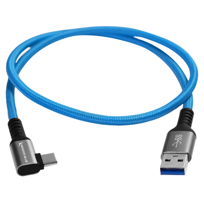 USB-A to USB-C 3.0 Right Angle High Speed Data and Charging Cable 3A 60W 5G