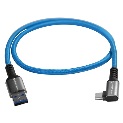 USB-A to USB-C 3.0 Right Angle High Speed Data and Charging Cable 3A 60W 5G