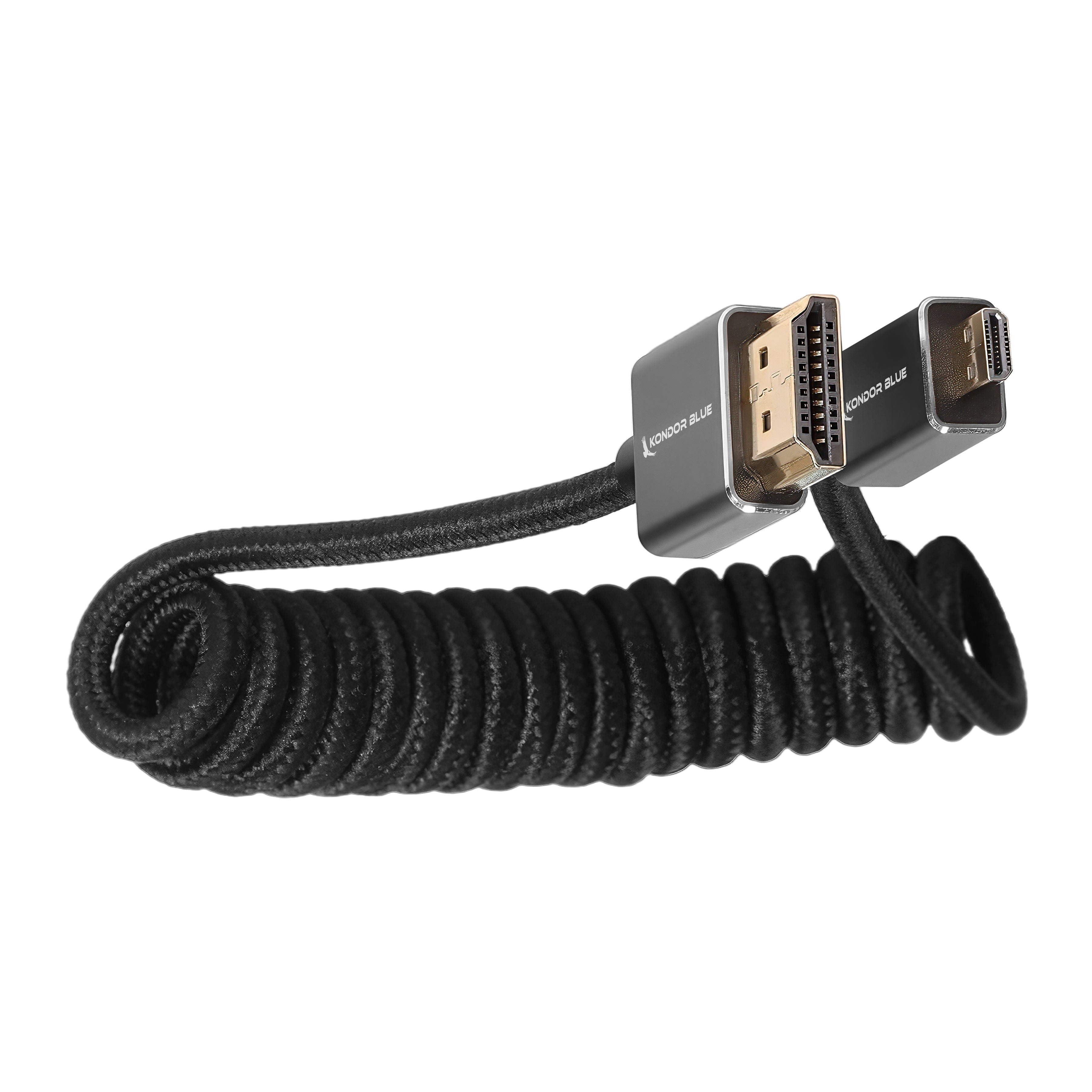 Micro-HDMI to HDMI Cable - 12"-24" Braided Coiled