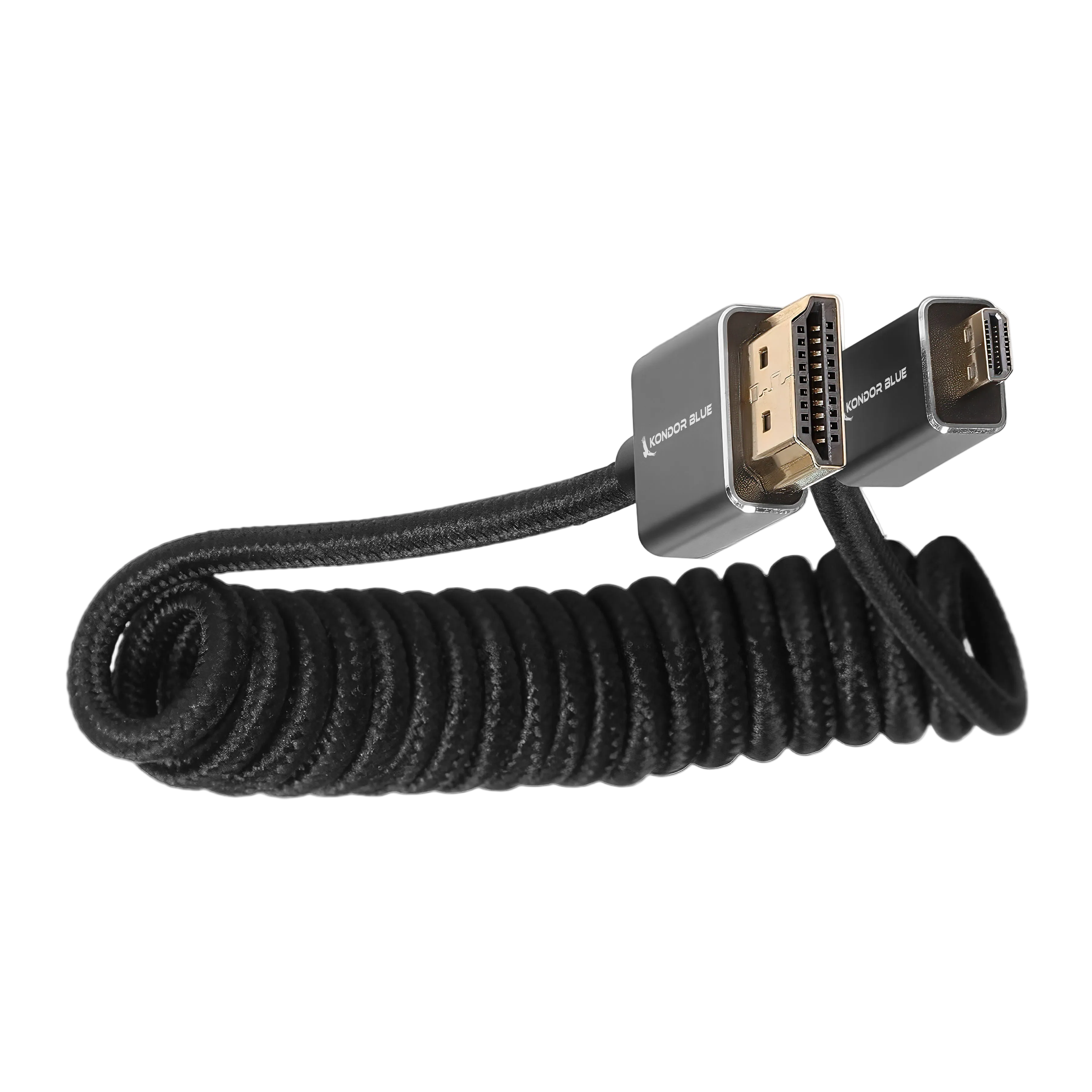 Micro-HDMI to HDMI Cable - 12"-24" Braided Coiled