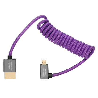 Gerald Undone MK2 Full-HDMI to Right-Angle Micro-HDMI Cable, 12"-24" Coiled (Purple)