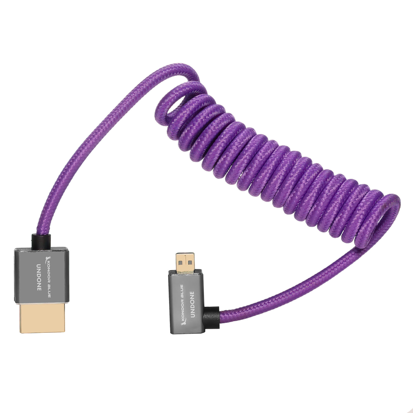 Gerald Undone MK2 Full-HDMI to Right-Angle Micro-HDMI Cable, 12"-24" Coiled (Purple)