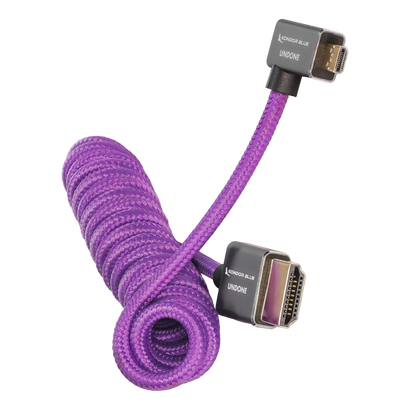 Gerald Undone MK2 Full-HDMI to Right-Angle Micro-HDMI Cable, 12"-24" Coiled (Purple)