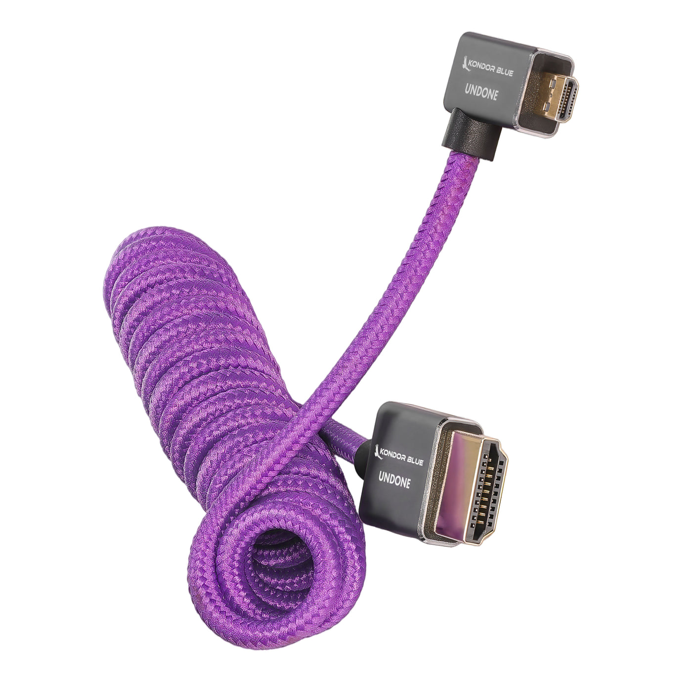 Gerald Undone MK2 Full-HDMI to Right-Angle Micro-HDMI Cable, 12"-24" Coiled (Purple)