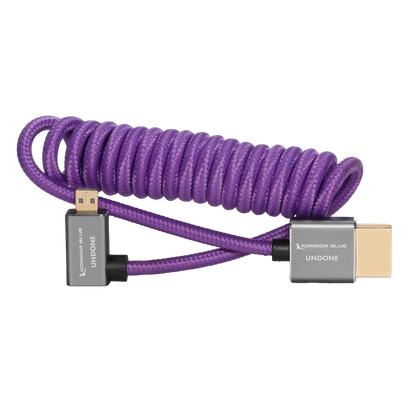 Gerald Undone MK2 Full-HDMI to Right-Angle Micro-HDMI Cable, 12"-24" Coiled (Purple)