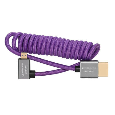 Gerald Undone MK2 Full-HDMI to Right-Angle Micro-HDMI Cable, 12"-24" Coiled (Purple)