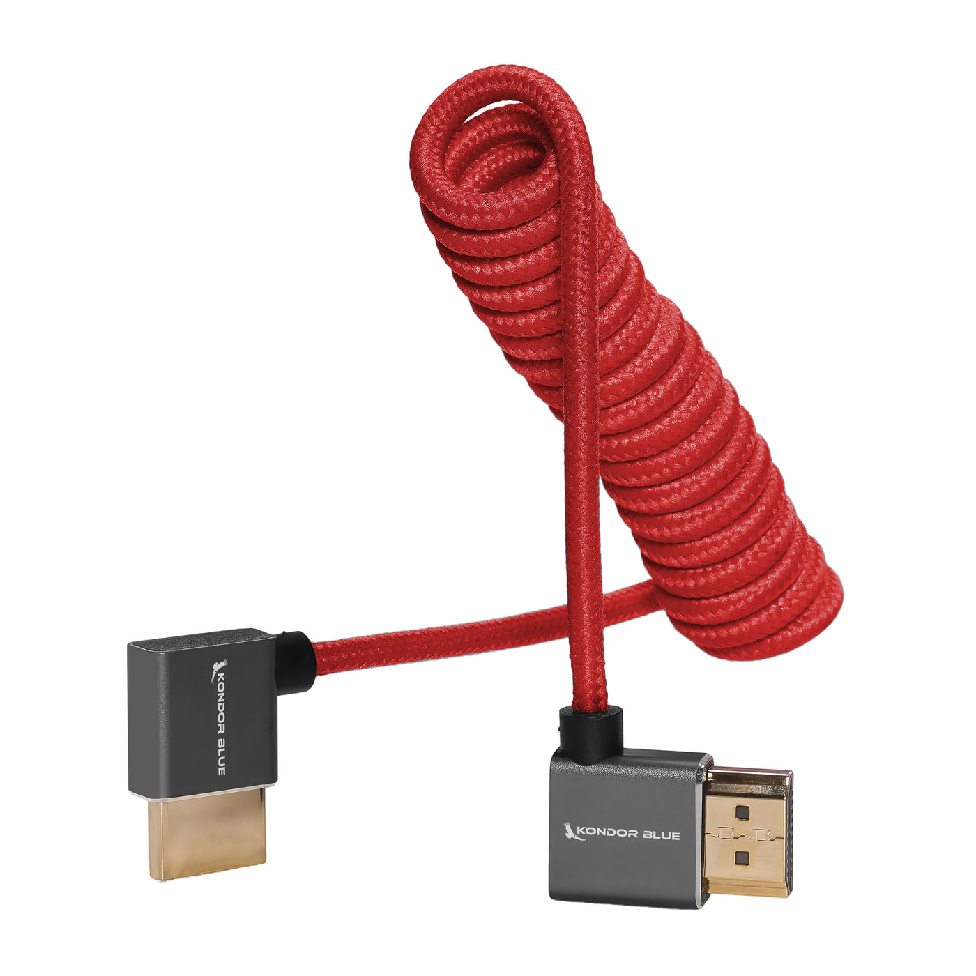 Right-Angle Full-HDMI Cable for On-Camera Monitors 12"-24" - Braided Coiled