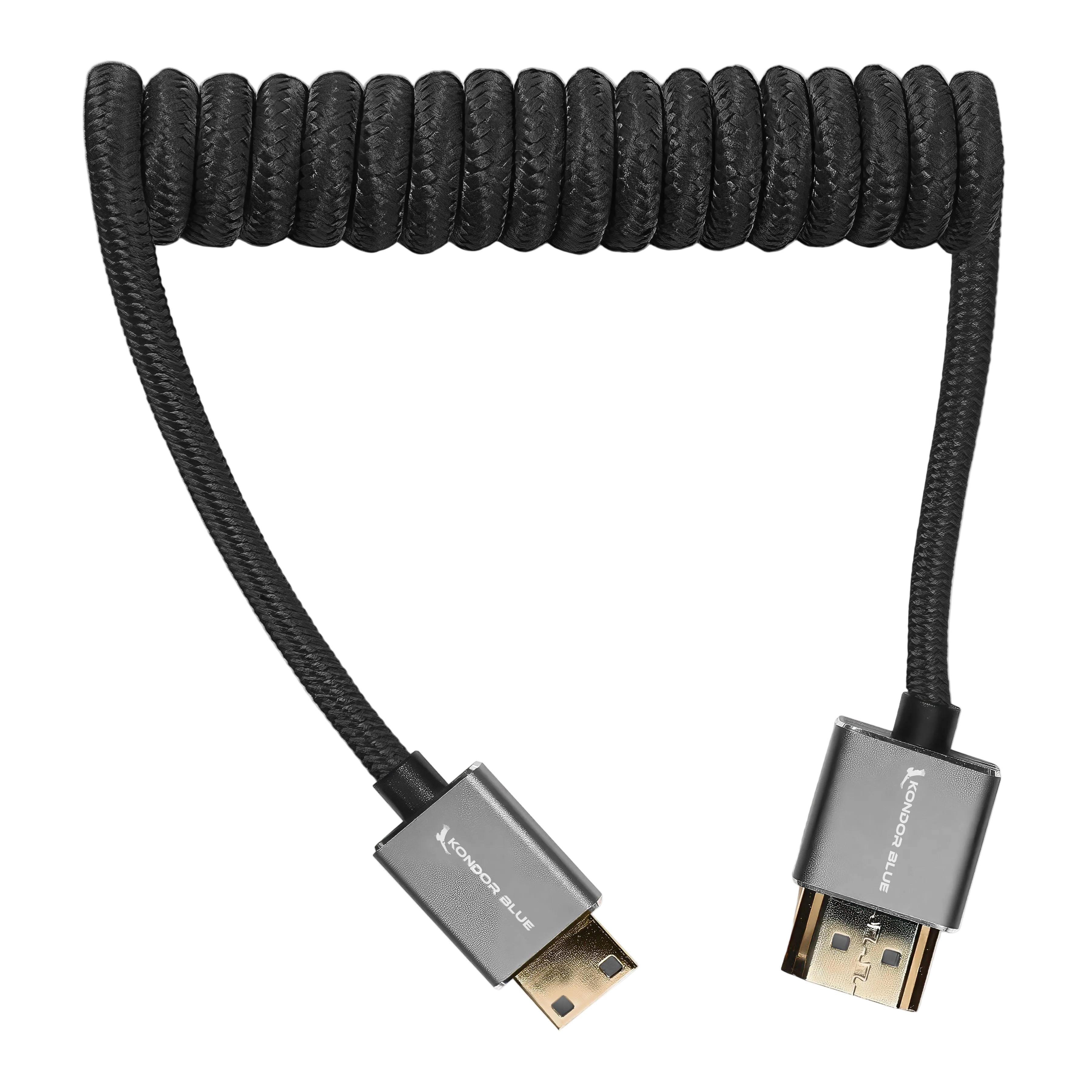 Mini HDMI to Full HDMI Cable 12"-24" Braided Coiled