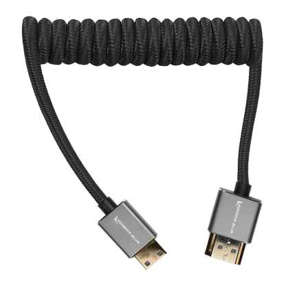 Mini HDMI to Full HDMI Cable 12"-24" Braided Coiled
