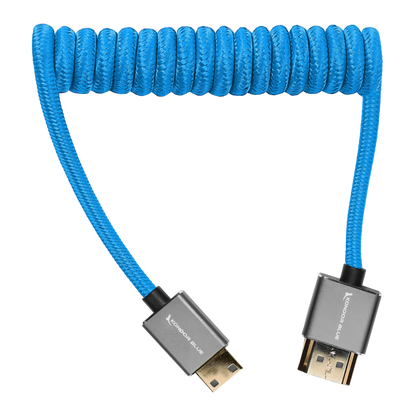 Mini HDMI to Full HDMI Cable 12"-24" Braided Coiled