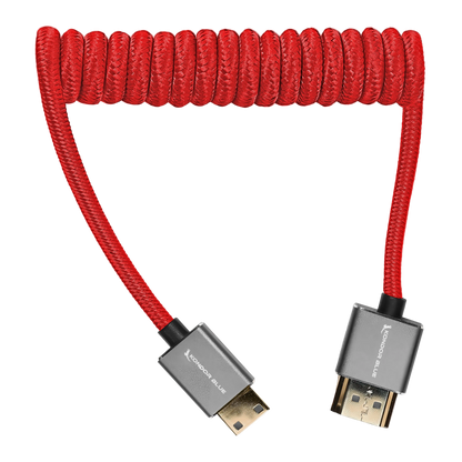 Mini HDMI to Full HDMI Cable 12"-24" Braided Coiled