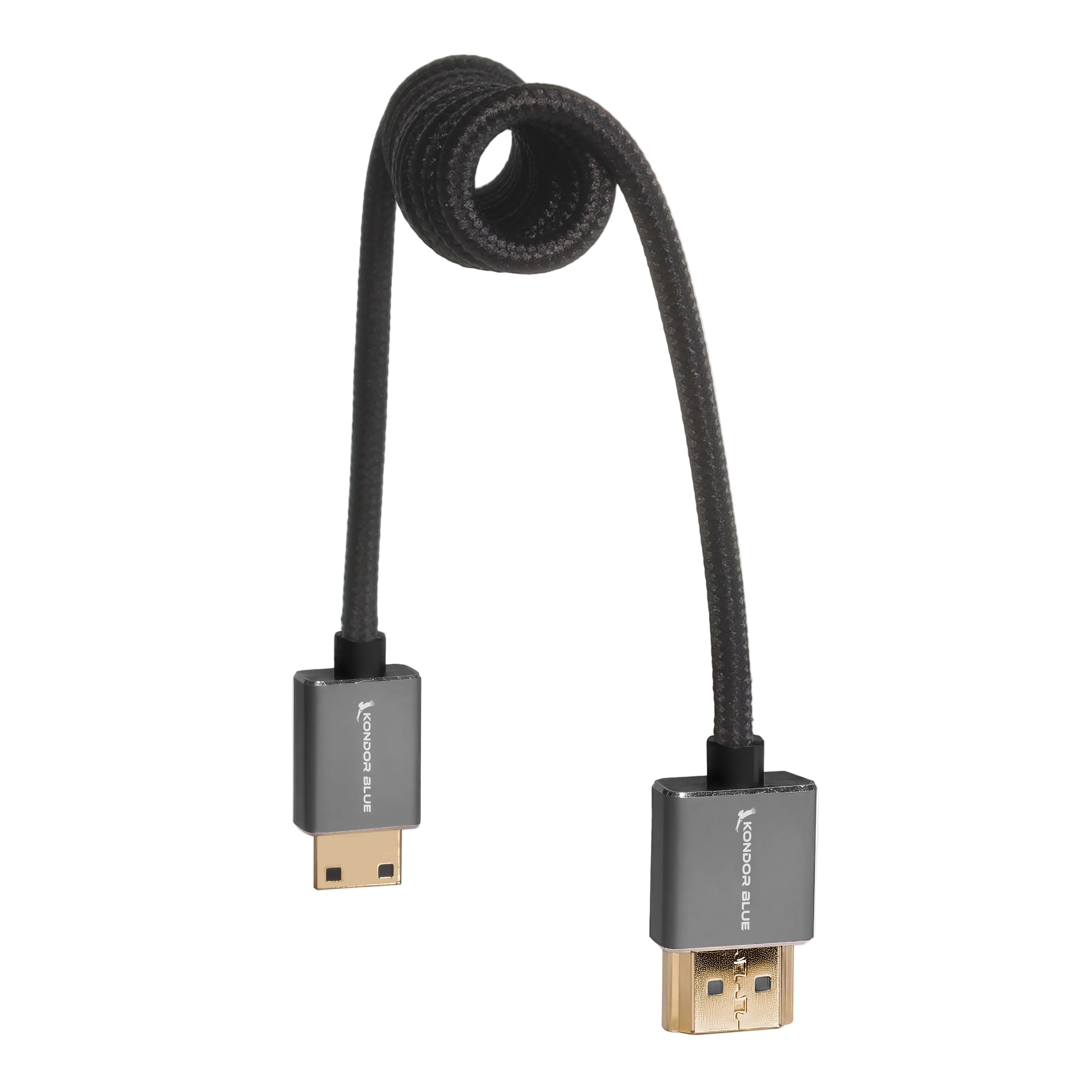 Mini HDMI to Full HDMI Cable 12"-24" Braided Coiled