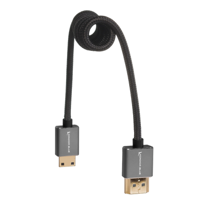 Mini HDMI to Full HDMI Cable 12"-24" Braided Coiled